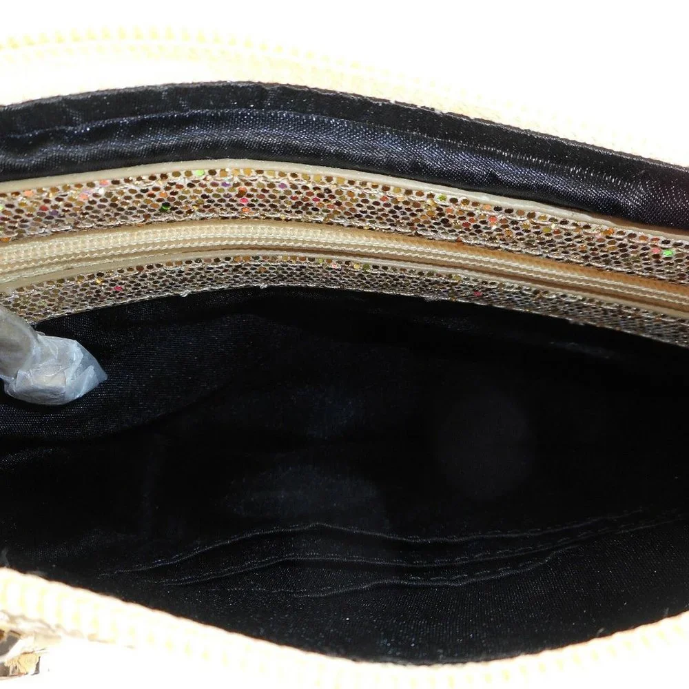 NWT Ava Rose Gold Opalescent Evening Square Clutch Bag Bling Glam Prom